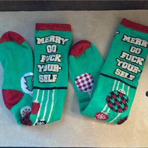 Christmas Socks! Merry Go @&#* Yourself Holly Jolly